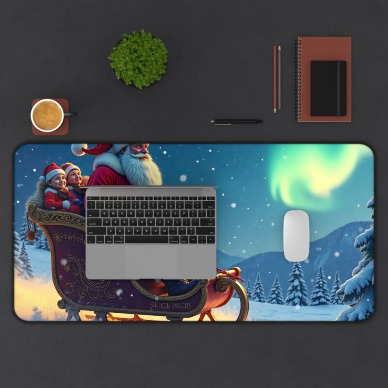 Christmas Desk Mat with Santa and Aurora Snowy Landscape for Holiday Cheer - Image 11