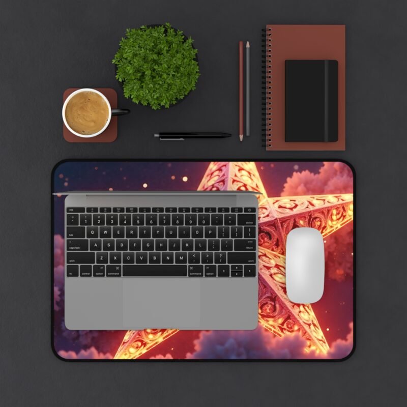 Galaxy Desk Mat with Radiant Star Glow and Cosmic Cloud Design - Image 3