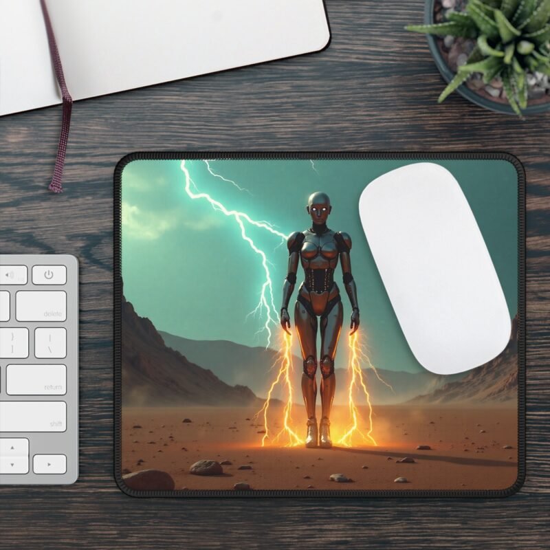 Futuristic Gaming Mouse Pad with Android Design and Martian Landscape for Immersive Gameplay - Image 3