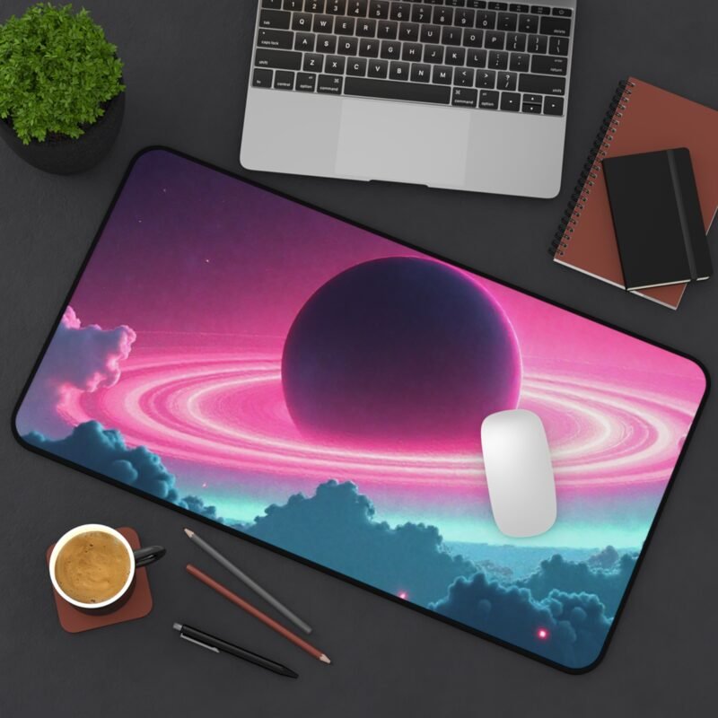 Galaxy Mouse Pad with Cosmic Planet Design and Vibrant Pink and Teal Hues - Image 8