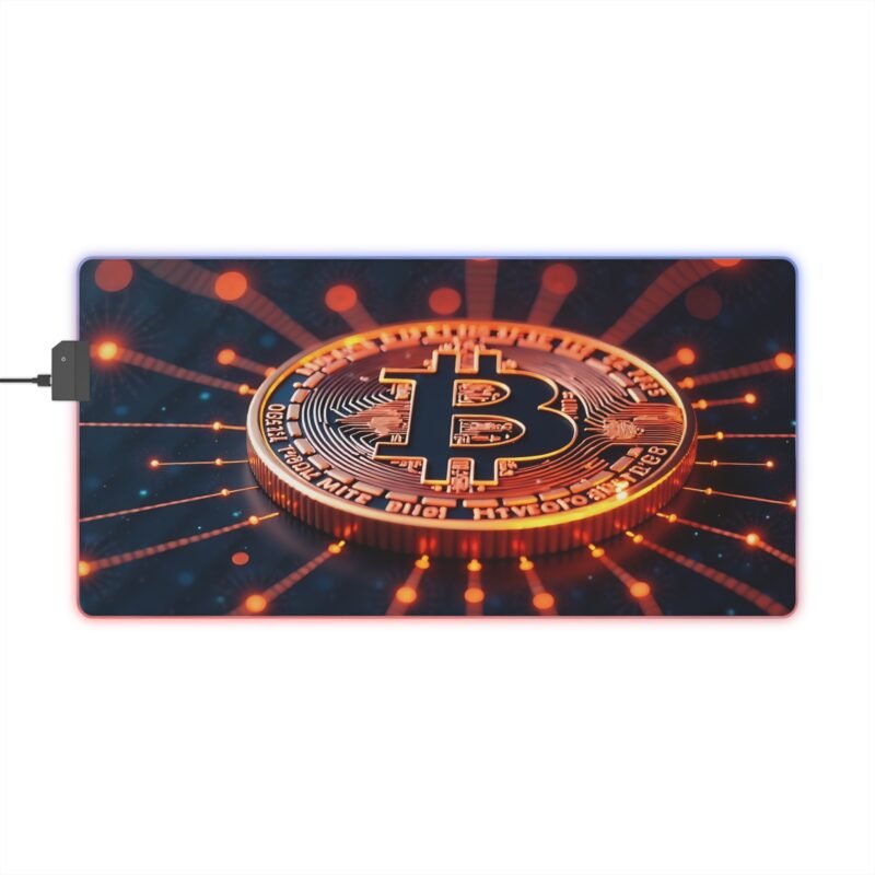 Bitcoin Gaming Mouse Pad with RGB Lighting for Gamers and Crypto Enthusiasts