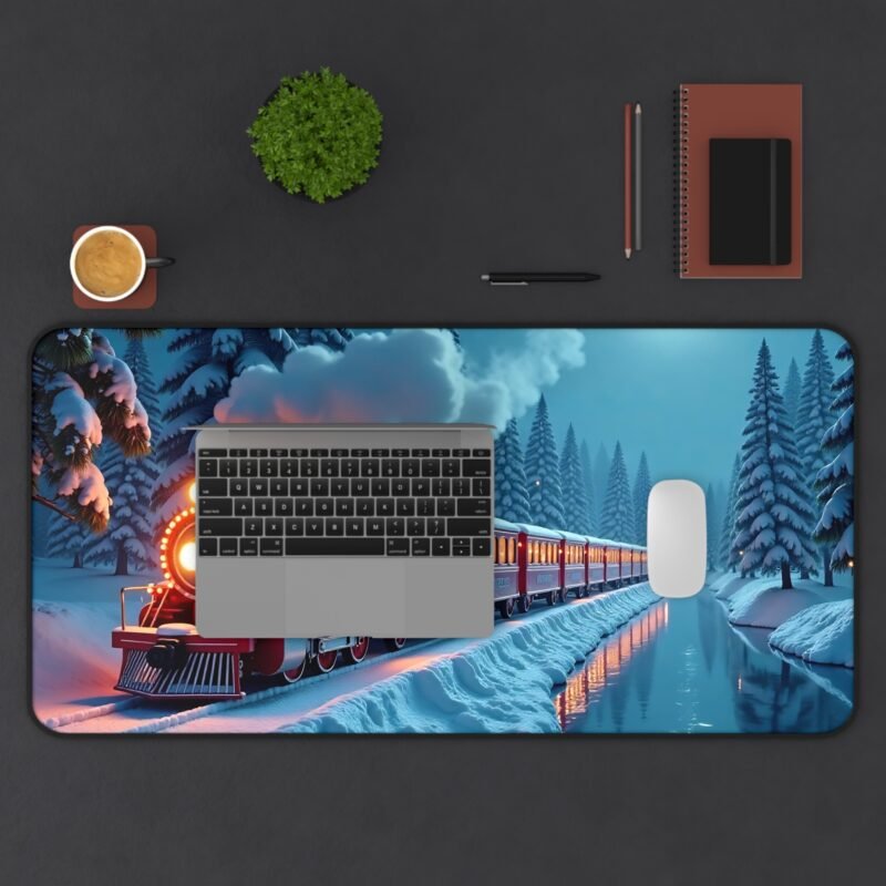 Winter Desk Mat with Vintage Train Design for Serene Snowy Landscapes - Image 11