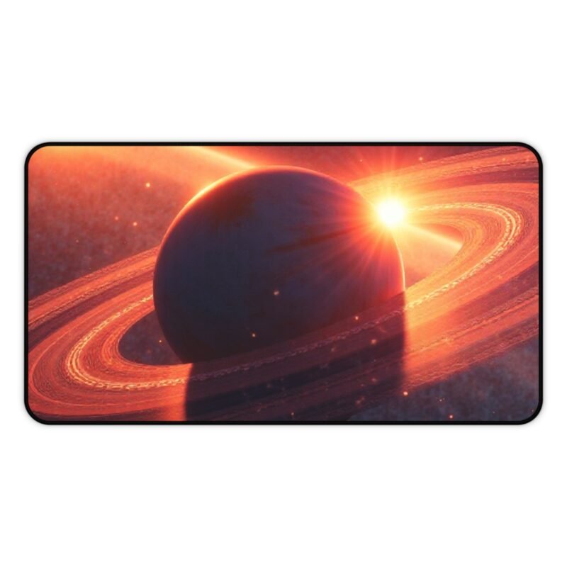 Galaxy Desk Mat with Cosmic Planet Design and Illuminated Ring System - Image 5