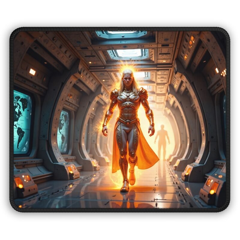 Cosmic Gaming Mouse Pad with Fiery Heroine Design for Ultimate Precision and Adventure