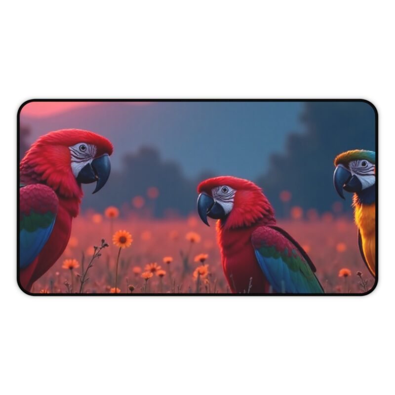 Nature Desk Mat with Majestic Parrot Design and Full Moon Glow - Image 5