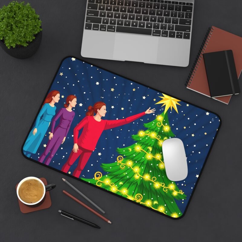 Christmas Desk Mat with Festive Tree Design and Starry Winter Charm - Image 4