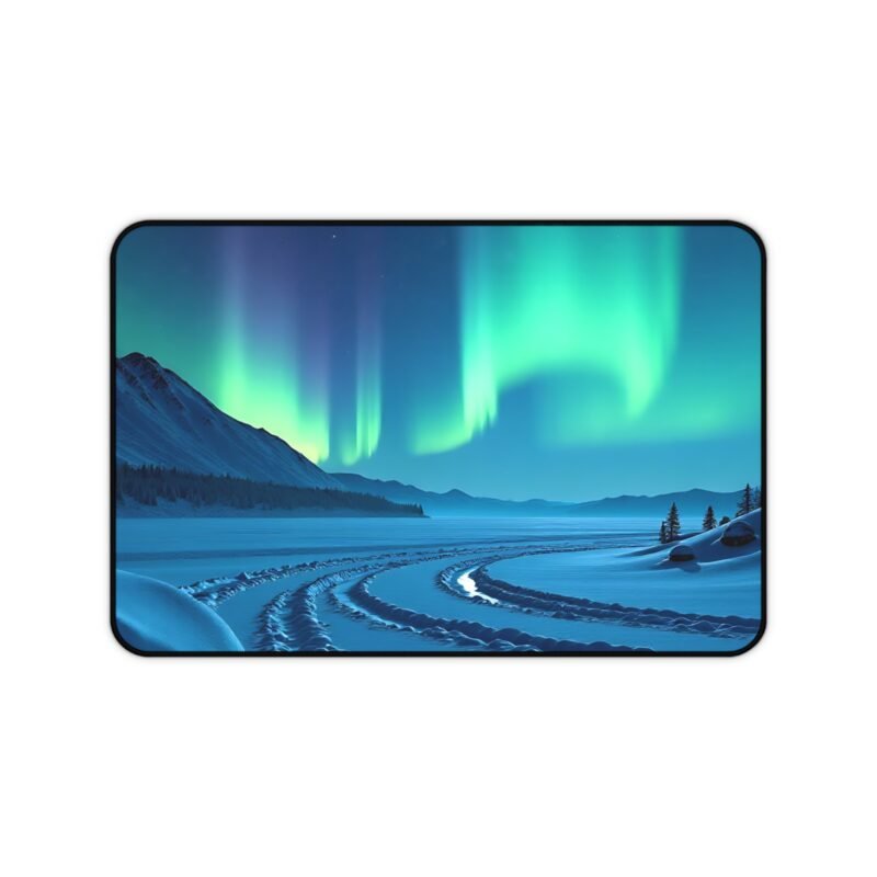 Northern Lights Desk Mat with Arctic Landscape for a Serene Workspace