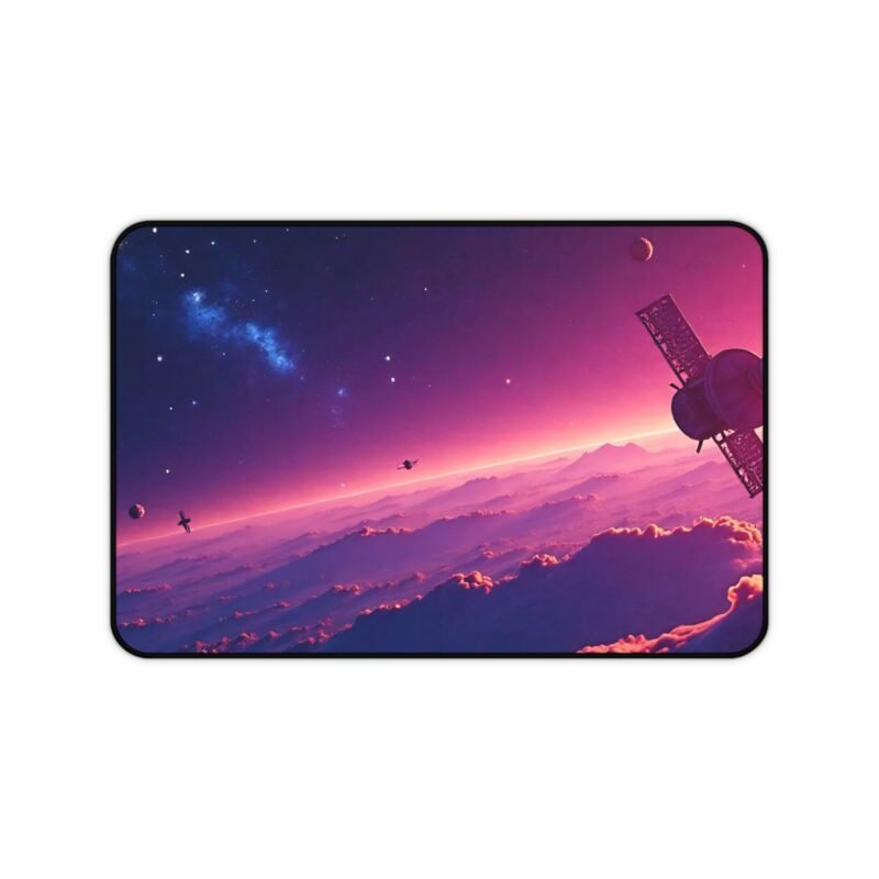 Galaxy Desk Mat with Space Satellite Design for Sci-Fi Lovers and Creative Workspaces