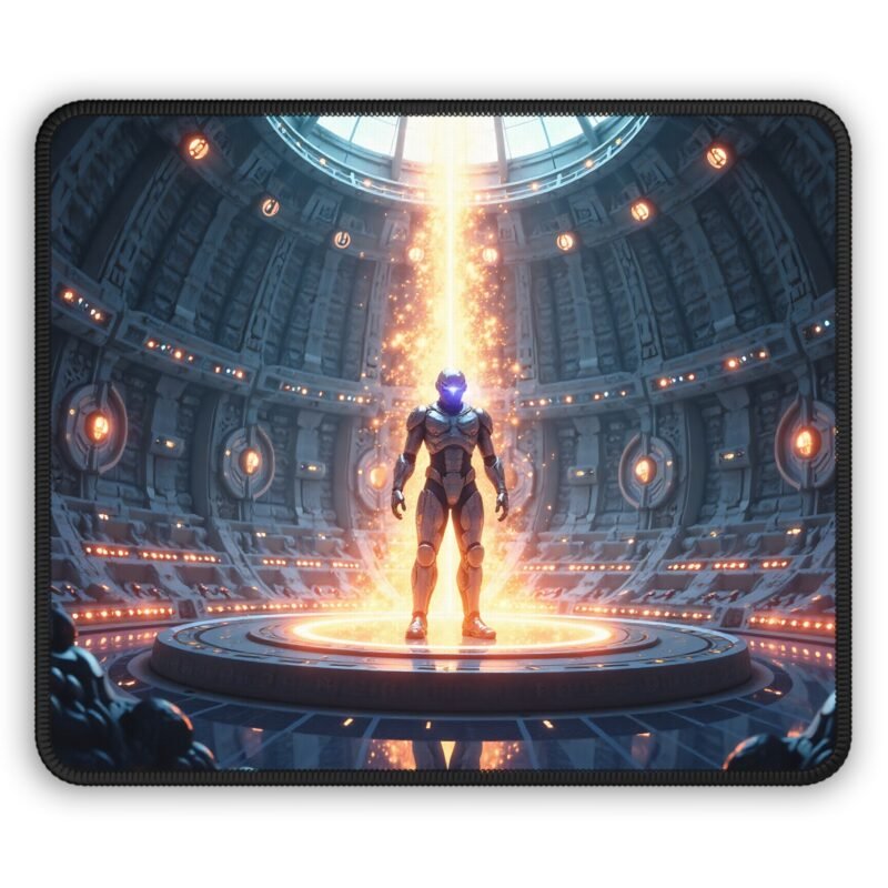 Gaming Mouse Pad Cosmic Design with Futuristic Warrior for Ultimate Precision