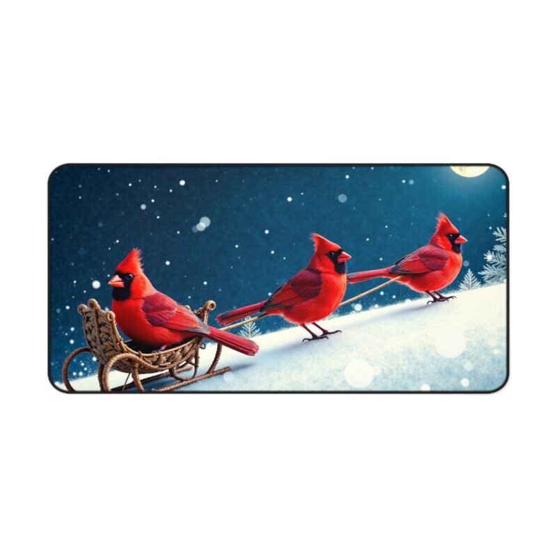 Winter Wonderland Desk Mat with Cardinals Sleigh Design for Festive Elegance - Image 9