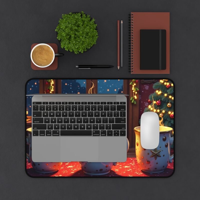 Cozy Christmas Desk Mat with Festive Mug Design for Holiday Vibes - Image 3