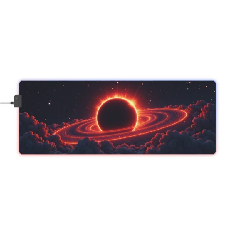 Galaxy Gaming Mouse Pad with Black Hole Design and Cosmic LED Glow - Image 5