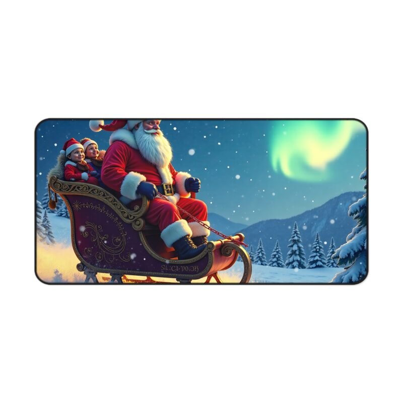 Christmas Desk Mat with Santa and Aurora Snowy Landscape for Holiday Cheer - Image 9