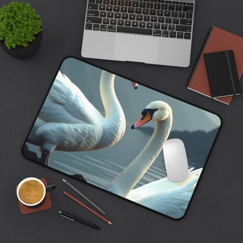 Swan Desk Mat with Tranquil Mountain Landscape for a Serene Workspace - Image 4