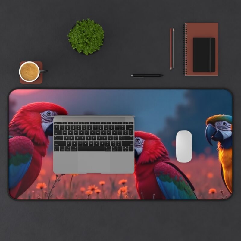 Nature Desk Mat with Majestic Parrot Design and Full Moon Glow - Image 11