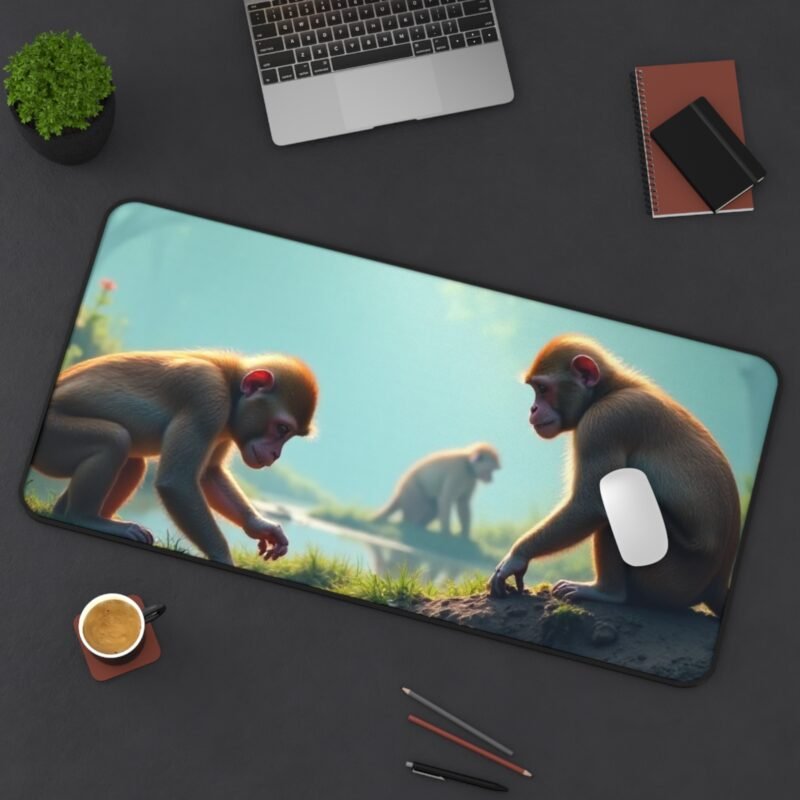 Nature Desk Mat with Tranquil Forest Stream and Monkey Design for a Calm Workspace - Image 12