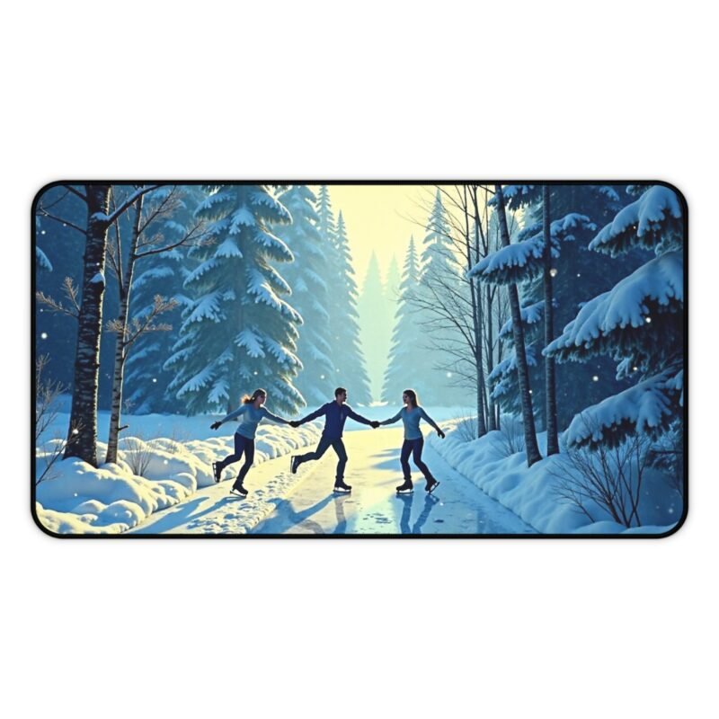 Winter Wonderland Desk Mat with Scenic Skating Forest Design - Image 5