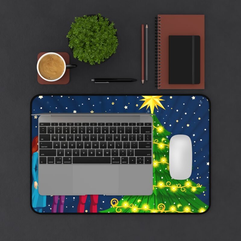 Christmas Desk Mat with Festive Tree Design and Starry Winter Charm - Image 3