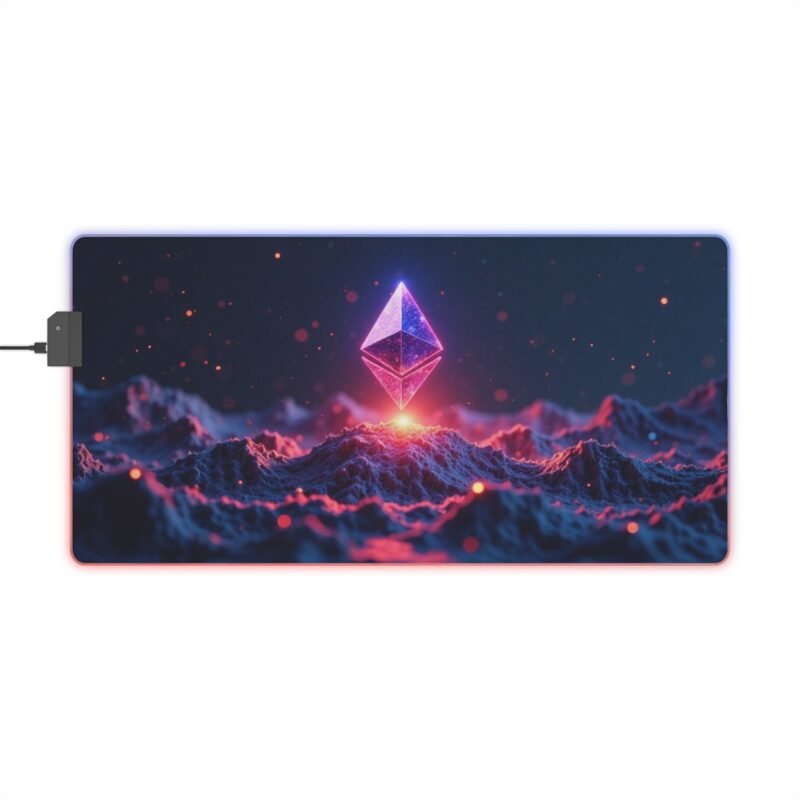 Cosmic Gaming Mouse Pad with Glowing Ethereum Design for High-Precision Tracking