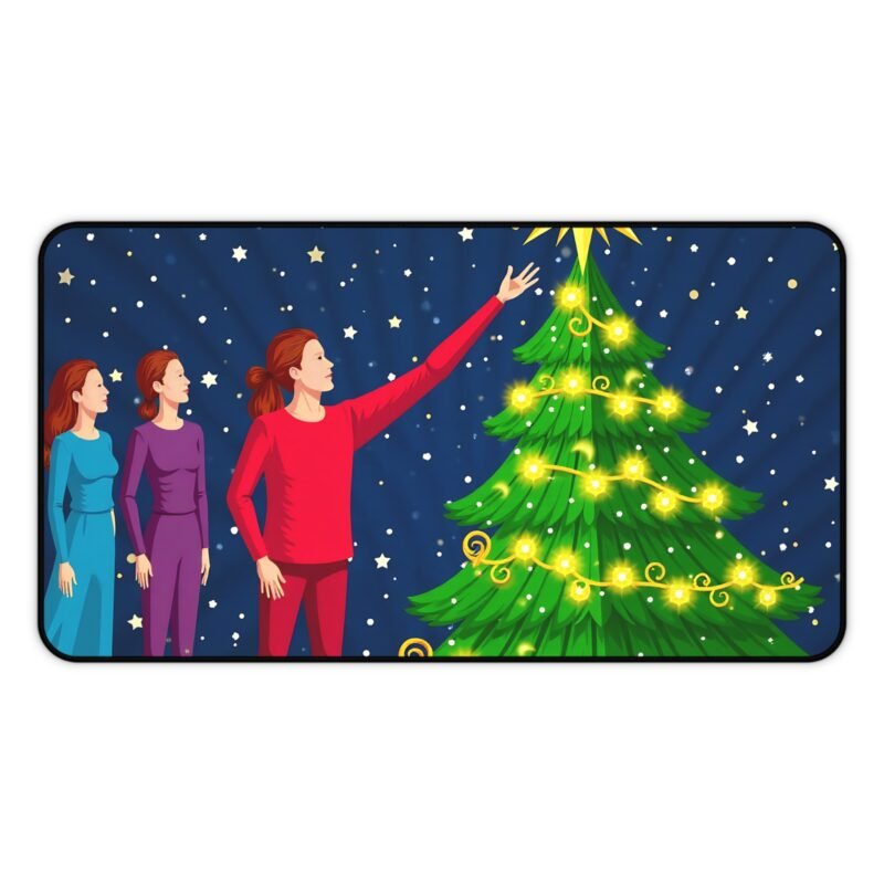 Christmas Desk Mat with Festive Tree Design and Starry Winter Charm - Image 5