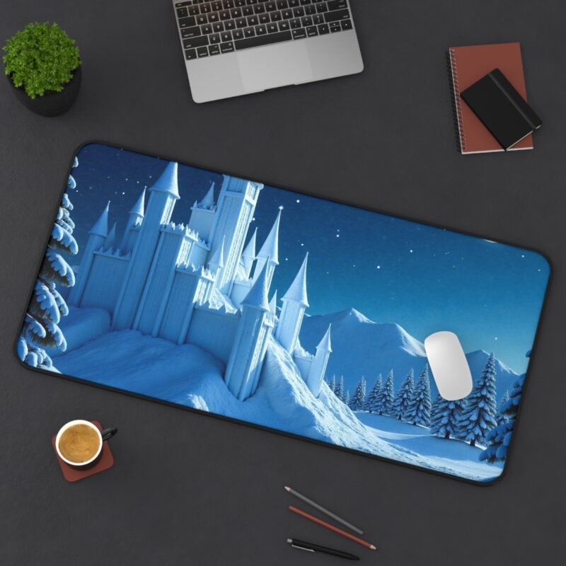 Winter Fantasy Desk Mat with Snowy Castle and Starlit Sky - Image 12