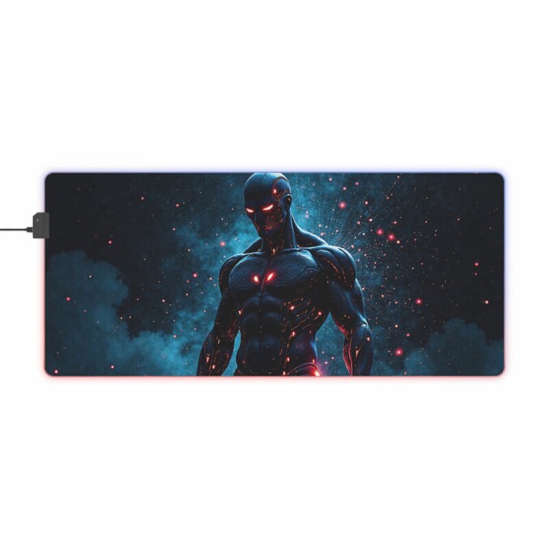LED Gaming Mouse Pad Warrior Design with Cosmic Backdrop for Gamers - Image 9