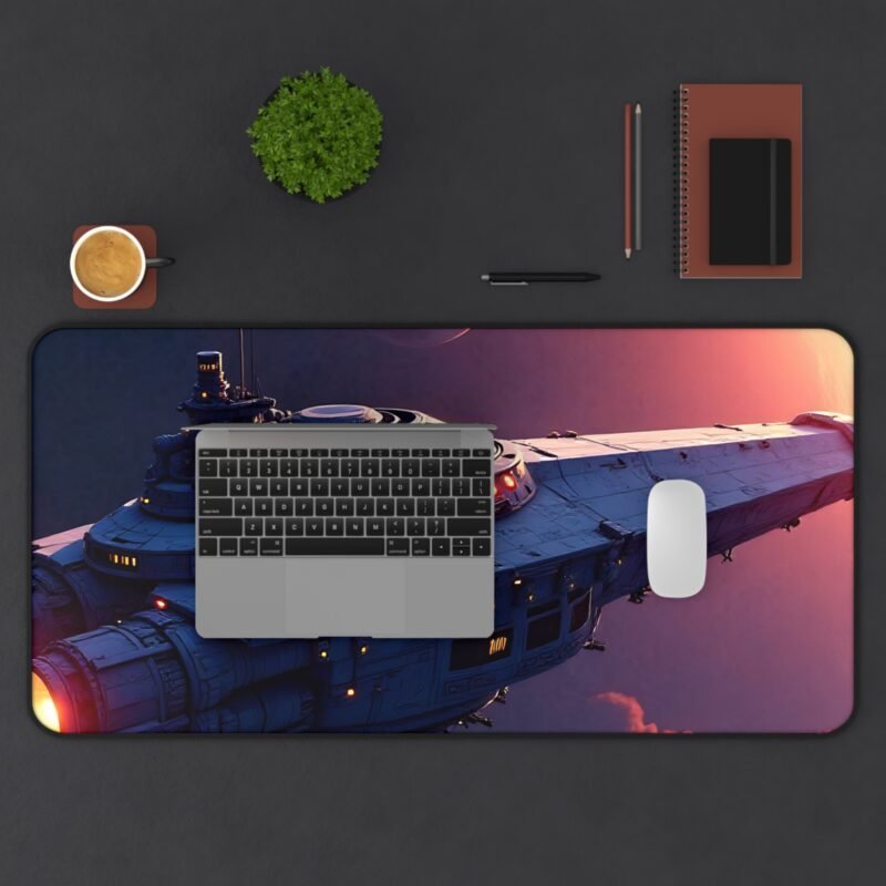 Space Desk Mat with Sci-Fi Spacecraft Design and Alien Horizon Scene - Image 11