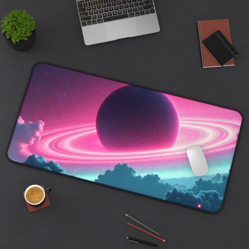 Galaxy Mouse Pad with Cosmic Planet Design and Vibrant Pink and Teal Hues - Image 12