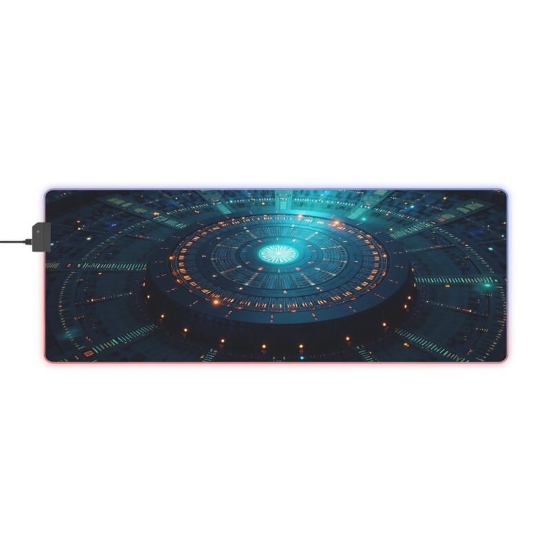 Futuristic Gaming Mouse Pad with Sci-Fi Blue Glow and High-Tech Design - Image 5