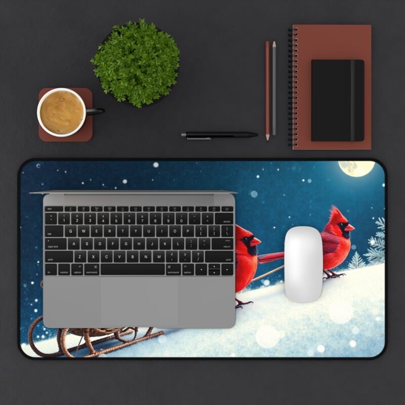 Winter Wonderland Desk Mat with Cardinals Sleigh Design for Festive Elegance - Image 7