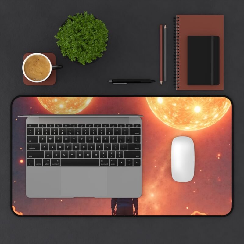 Galaxy Desk Mat Cosmic Design with Twin Celestial Orbs for Space Enthusiasts and Creative Inspiration - Image 7