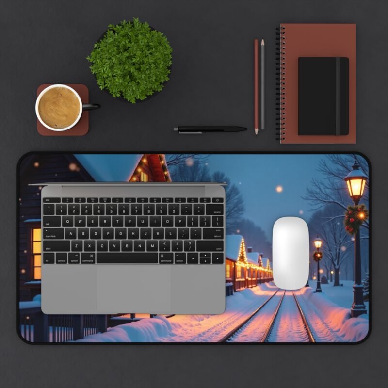 Winter Cabin Desk Mat with Festive Snowy Scene for Cozy Workspaces - Image 7