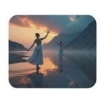 Elegant Desk Mat for Workspace with Dancers at Dusk and Tranquil Mountain Serenity