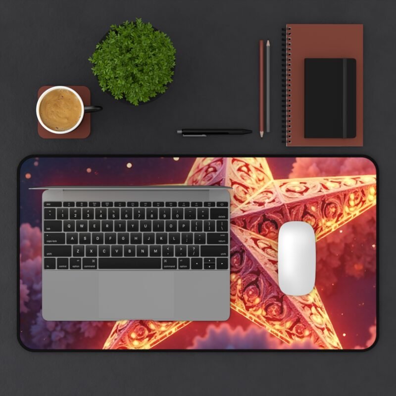 Galaxy Desk Mat with Radiant Star Glow and Cosmic Cloud Design - Image 7