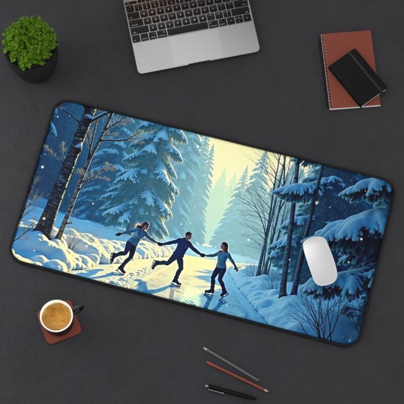 Winter Wonderland Desk Mat with Scenic Skating Forest Design - Image 12