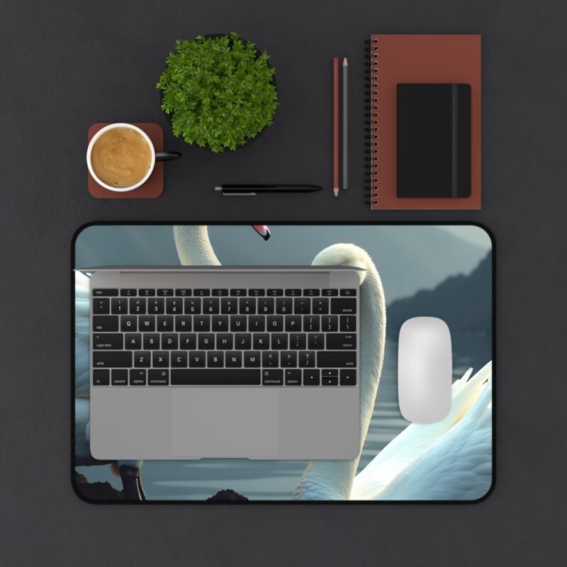 Swan Desk Mat with Tranquil Mountain Landscape for a Serene Workspace - Image 3