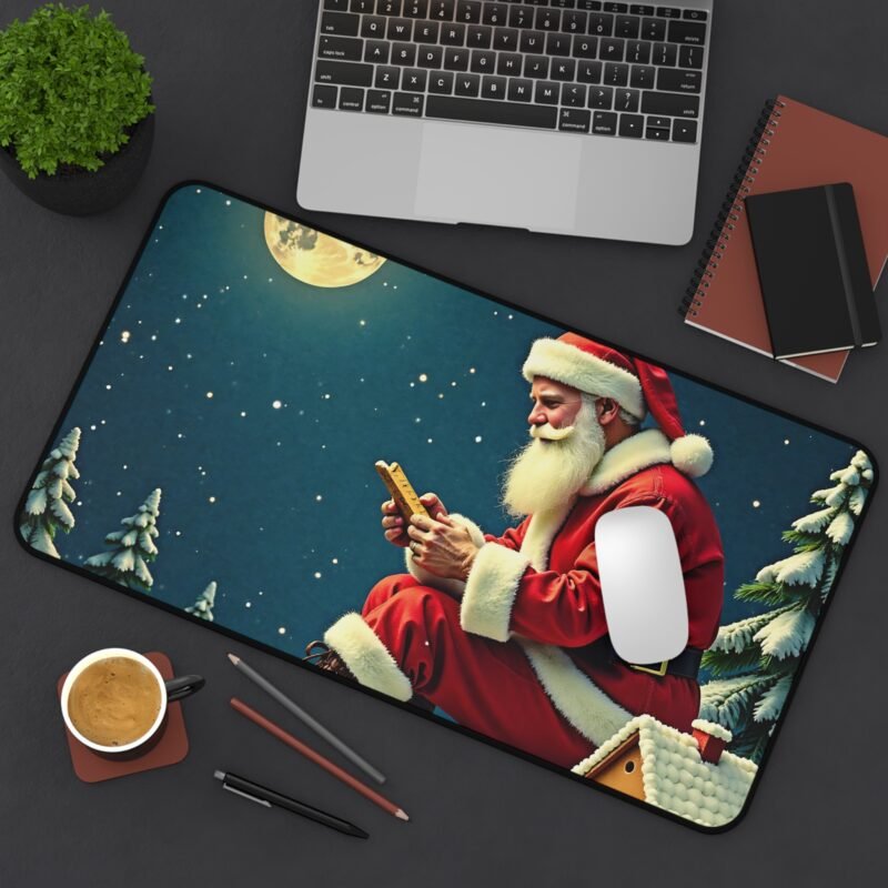 Santa Claus Christmas Desk Mat with Winter Moonlight Scene for Festive Workspaces - Image 8