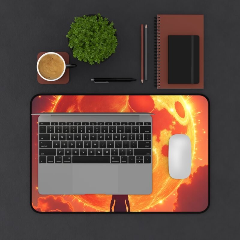 Cosmic Space Desk Mat with Fiery Planet Design for Dreamers and Enthusiasts - Image 3