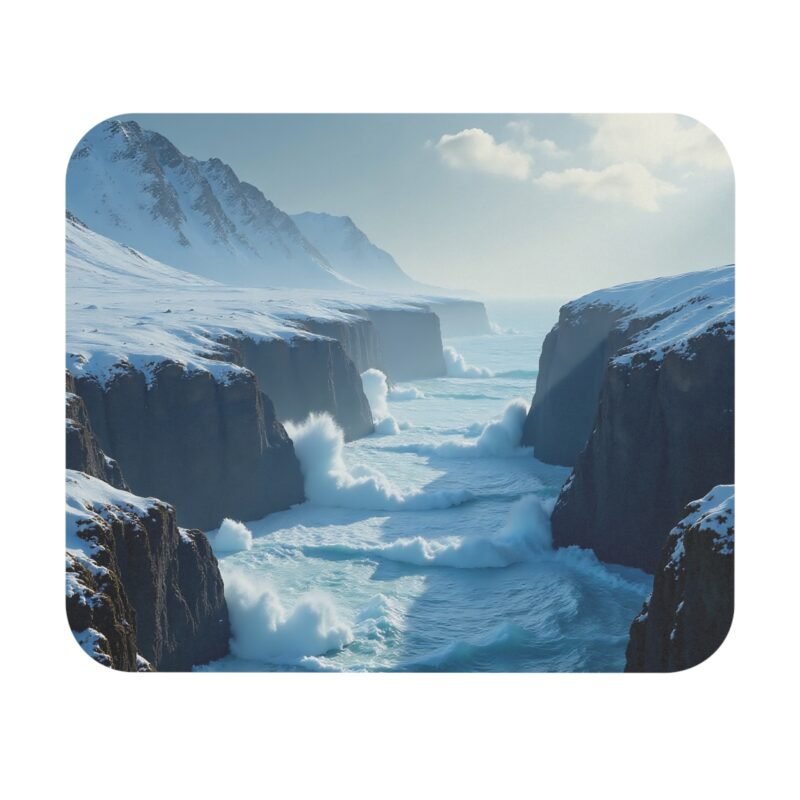 Arctic Desk Mat with Serene Winter Seascape for Calm and Focus