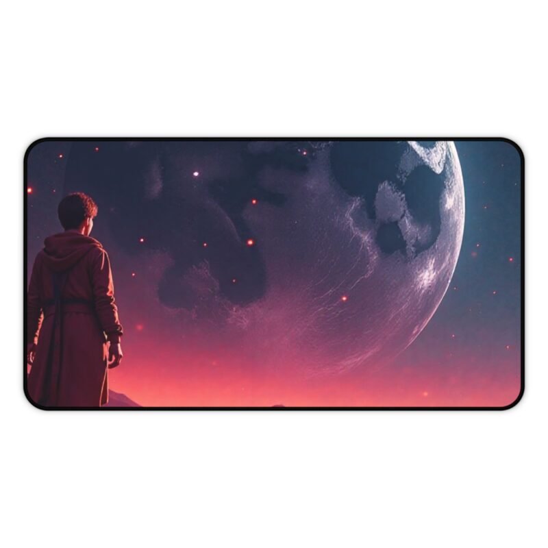 Sci-Fi Desk Mat with Alien Landscape and Moonlit Explorer Design - Image 5