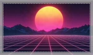 Synthwave Sunset XL Gaming Desk Mat — Retro 80s Extended Mouse Pad