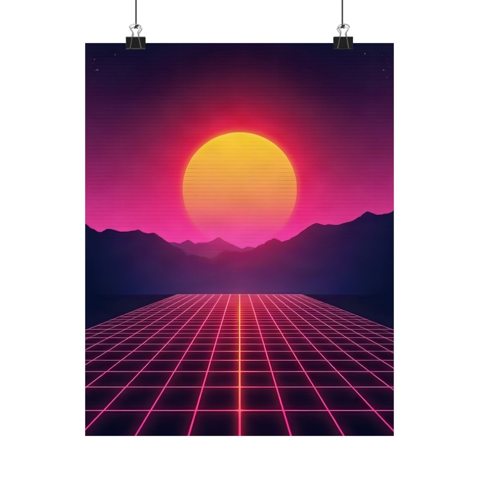 Synthwave Sunset Poster — Retro 80s Wall Art for Gaming Setup - Image 13