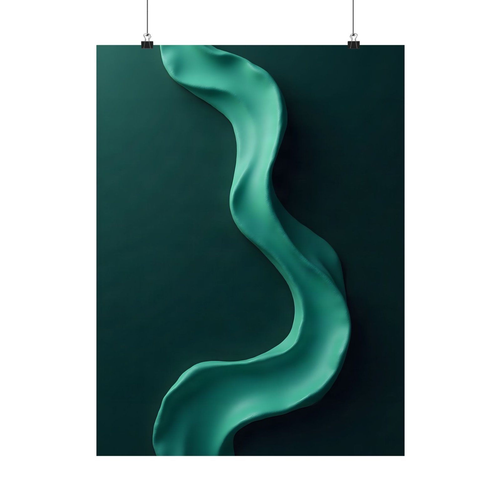 Emerald Flow Poster — Abstract Green Wall Art Print