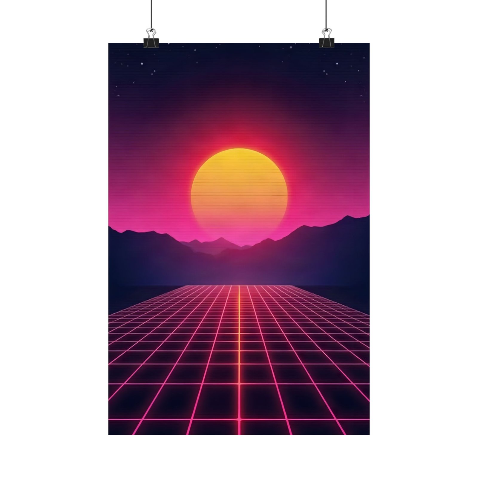 Synthwave Sunset Poster — Retro 80s Wall Art for Gaming Setup - Image 9