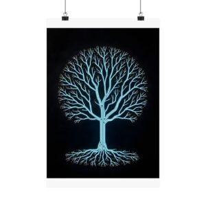 Circuit Bloom Poster unframed, hanging from binder clips against a plain wall