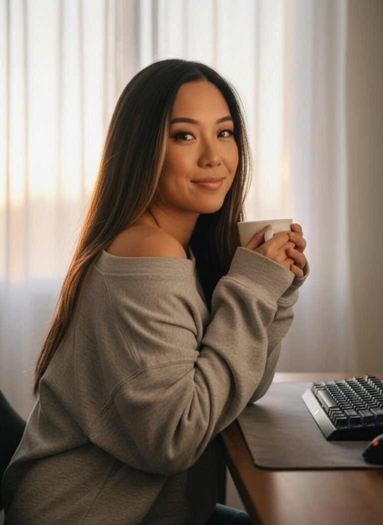 Lana, the MousePady brand character, at her desk