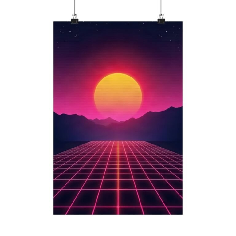 Synthwave desk mat and wall art designs