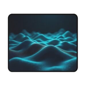 Topographic Mouse Pad seen from above, showing the printed cloth surface and black stitched edge