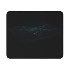 Topographic Mouse Pad seen from above, showing the printed cloth surface and black stitched edge